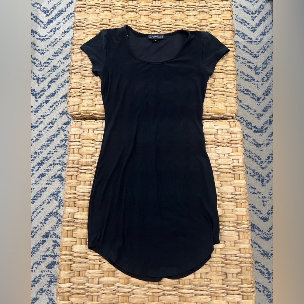 Derek Heart Classic Black Short Sleeve Dress, Juniors size Medium